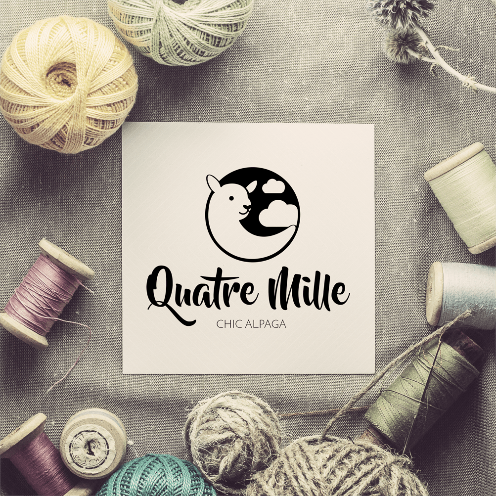 Mockups print avec la deuxième version du logo Quatre Mille Chic Alpaga