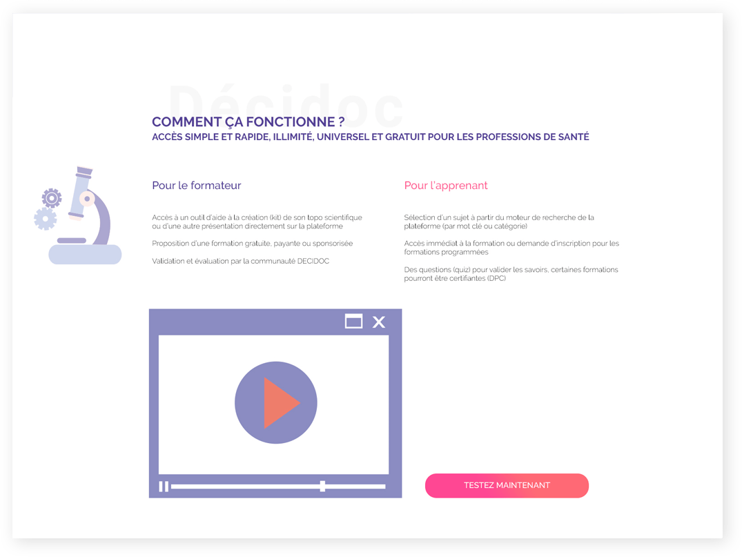 Mockup web de la page about du site Decidoc