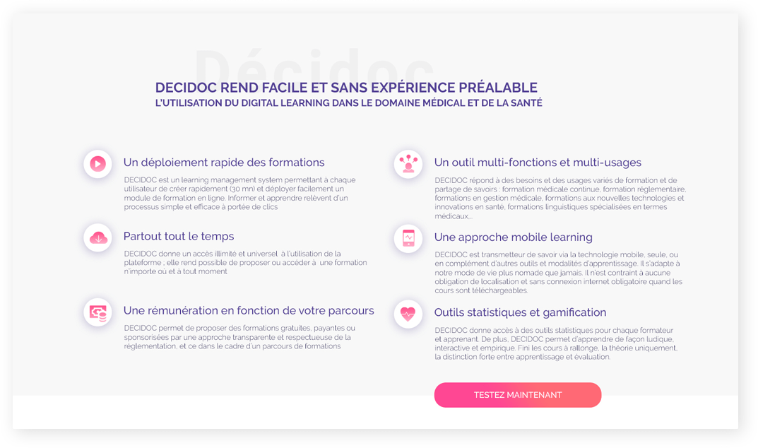 Mockup web de la page about du site Decidoc 03