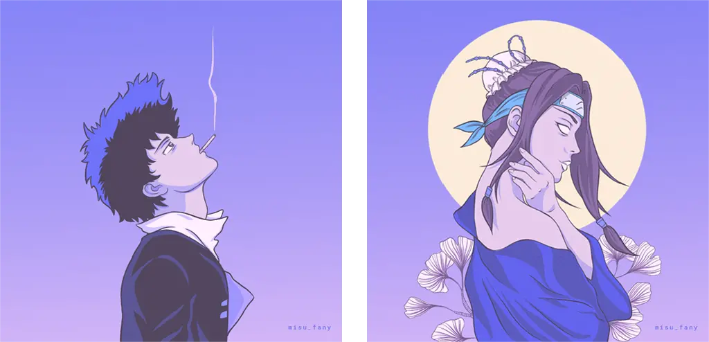 Spike Spiegel de Cowboy Bebop et Haku de Naruto (manga aesthetic)