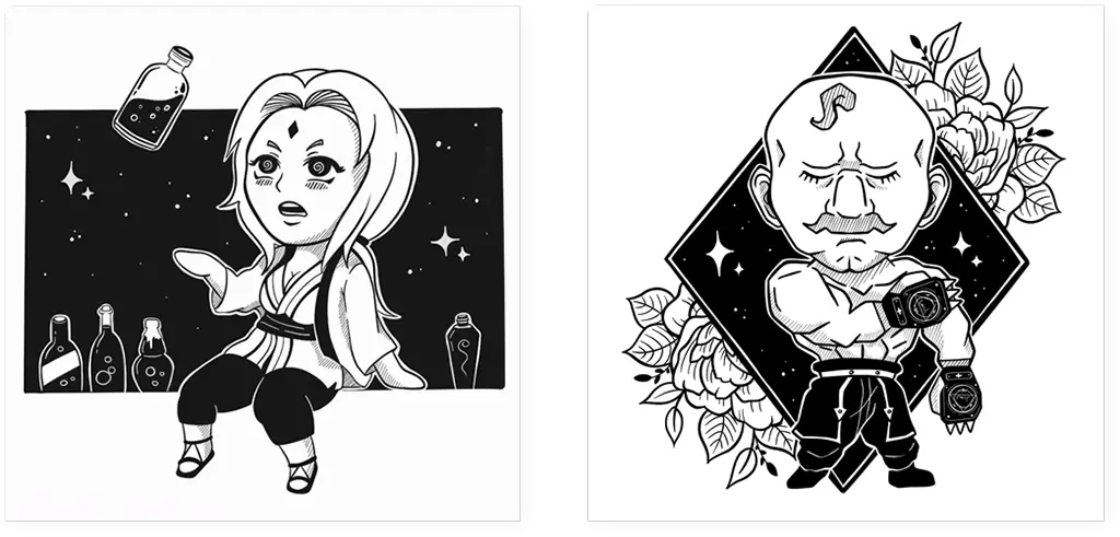 Tsunade de Naruto et Alex Louis Armstrong de Full Metal Alchemist (mangas)